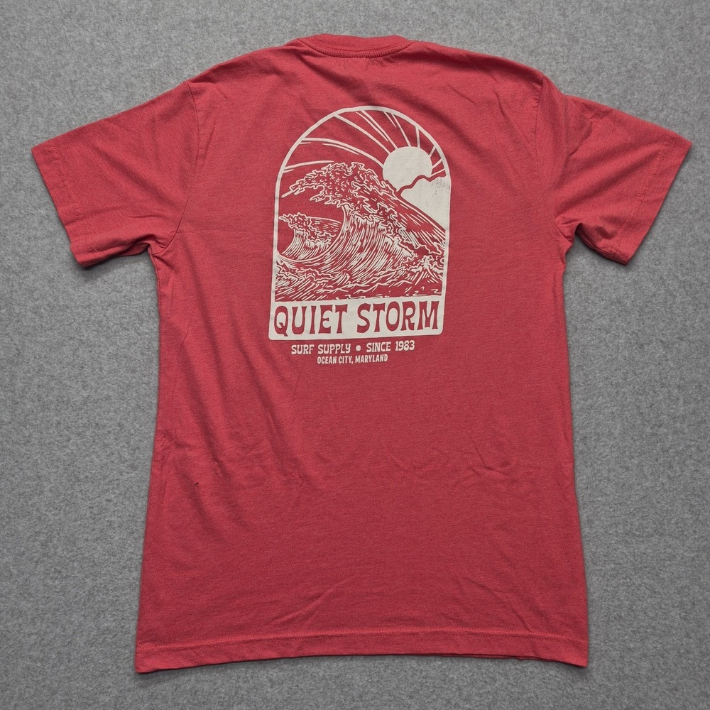 Quiet Storm T-Shirt Mens M Red Heathered Ocean Graphic Logo Surf Supply - Picture 2 of 16